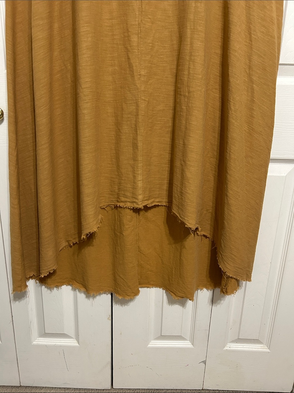 Mustard High-Low Sleeveless Dress - Casual Summer Style - Picture 2 of 8